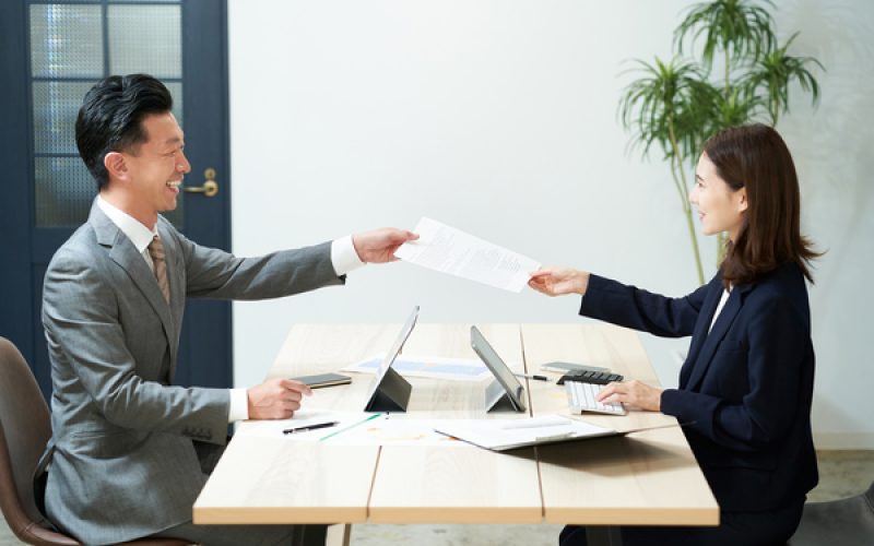 Business people who do desk work at office